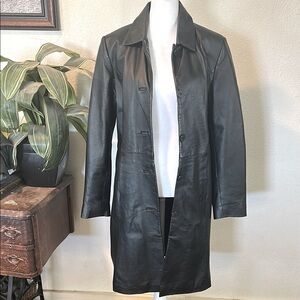 Black Leather Trench Coat